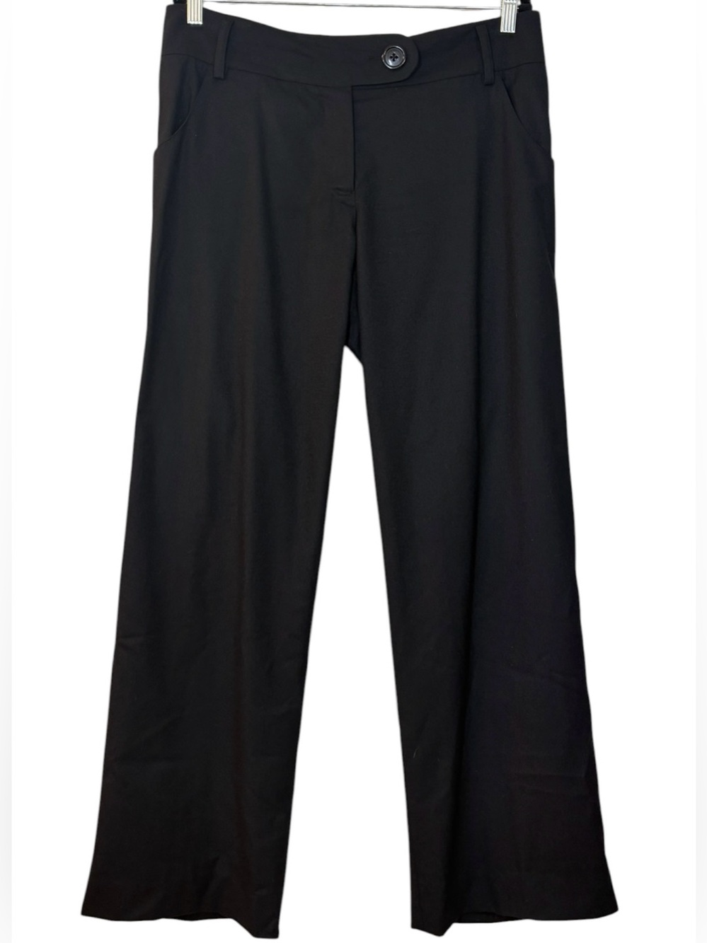Jil Sander WOOL Blend High-Waisted Bootcut Wide Leg Black Trouser Pants Sz 12/14